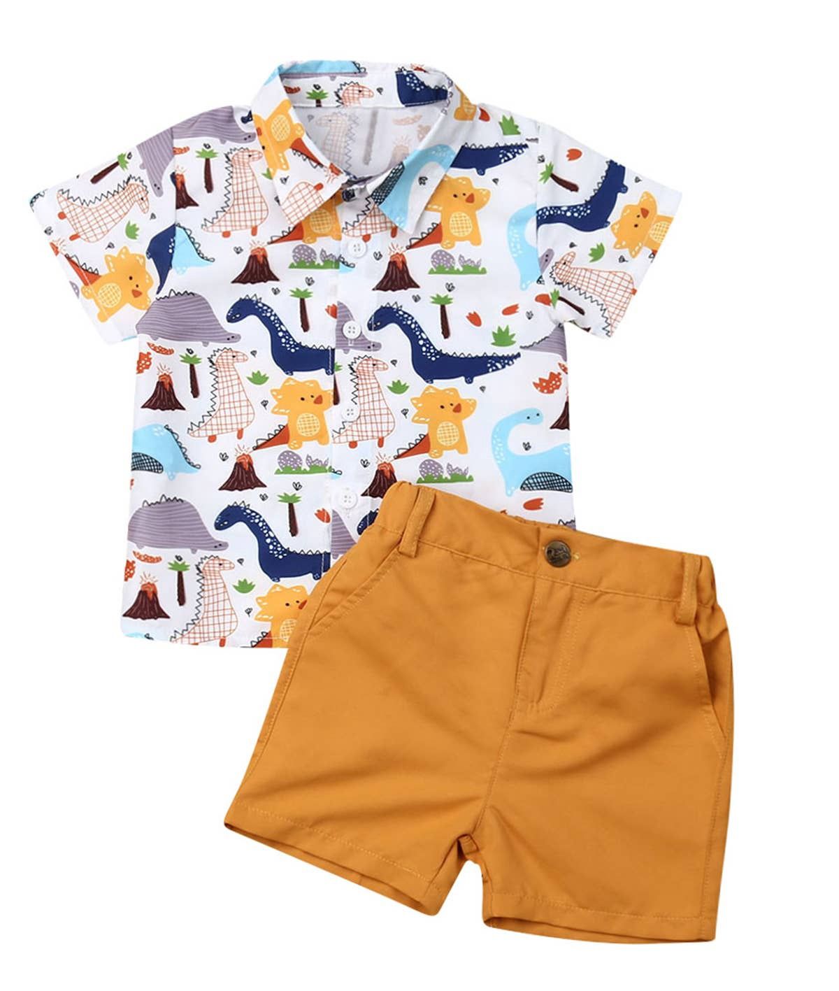 Dinosaur Button-Up Boy Shirt &amp; Short