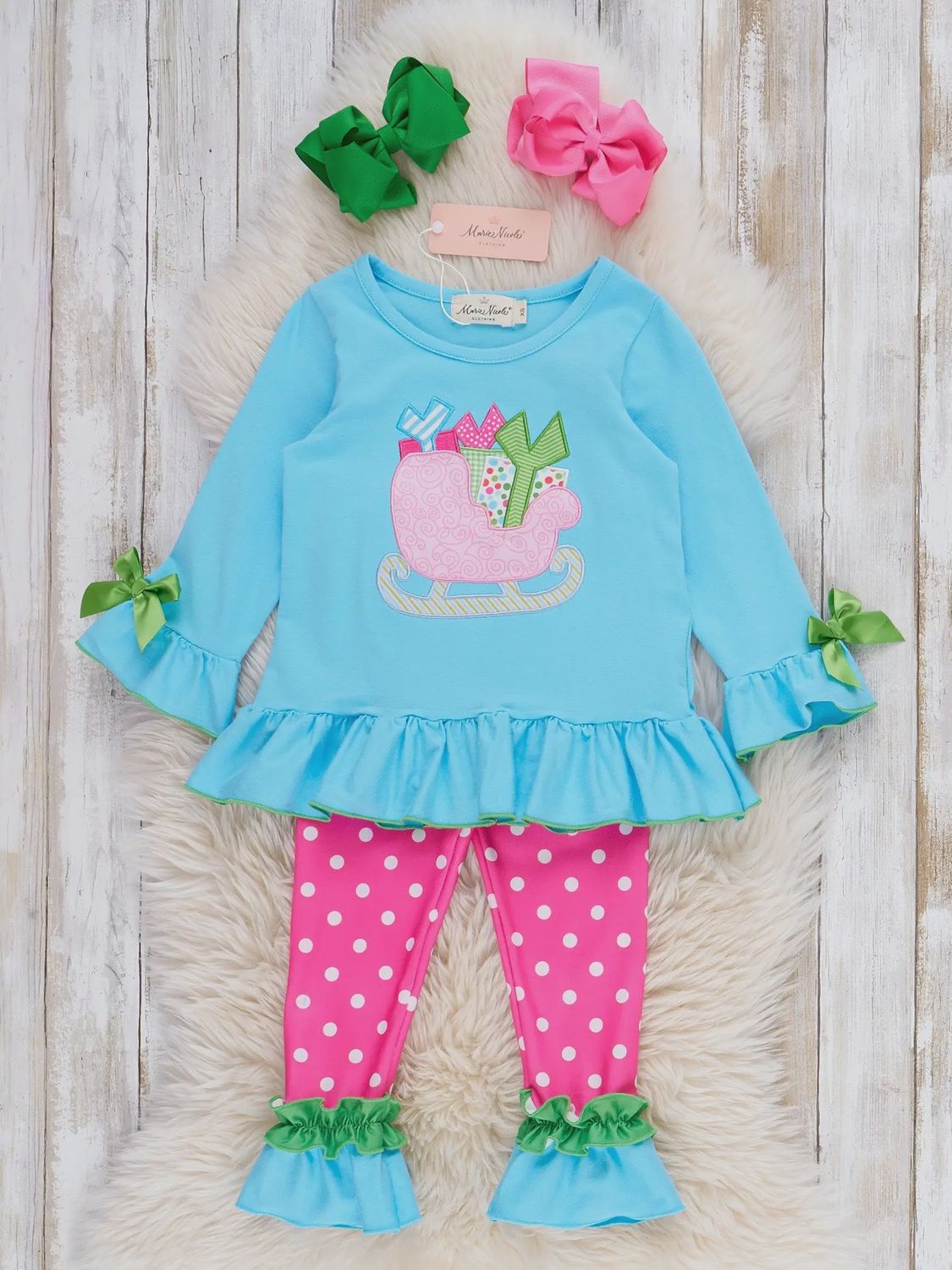 Jolly Sleigh Surprise Embroidered Outfit