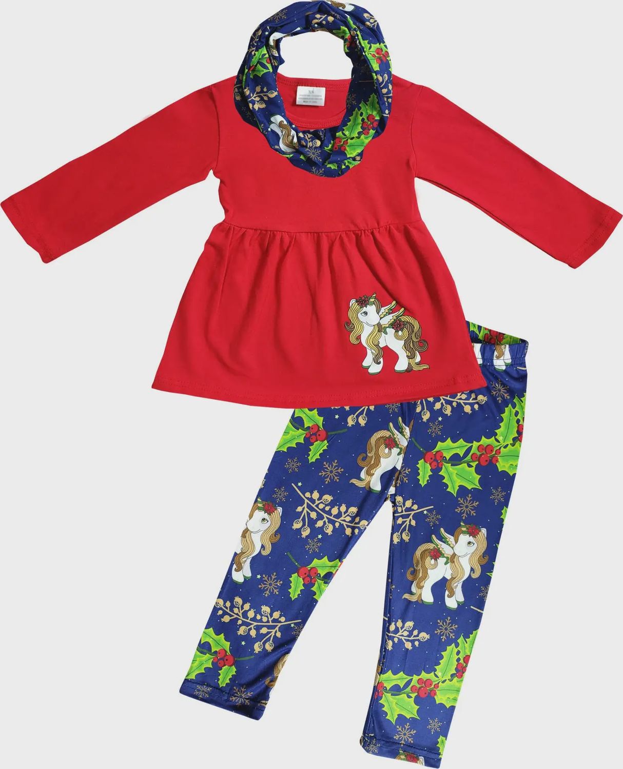 CLEARANCE Baby Girl Christmas Unicorn Scarf Outfit