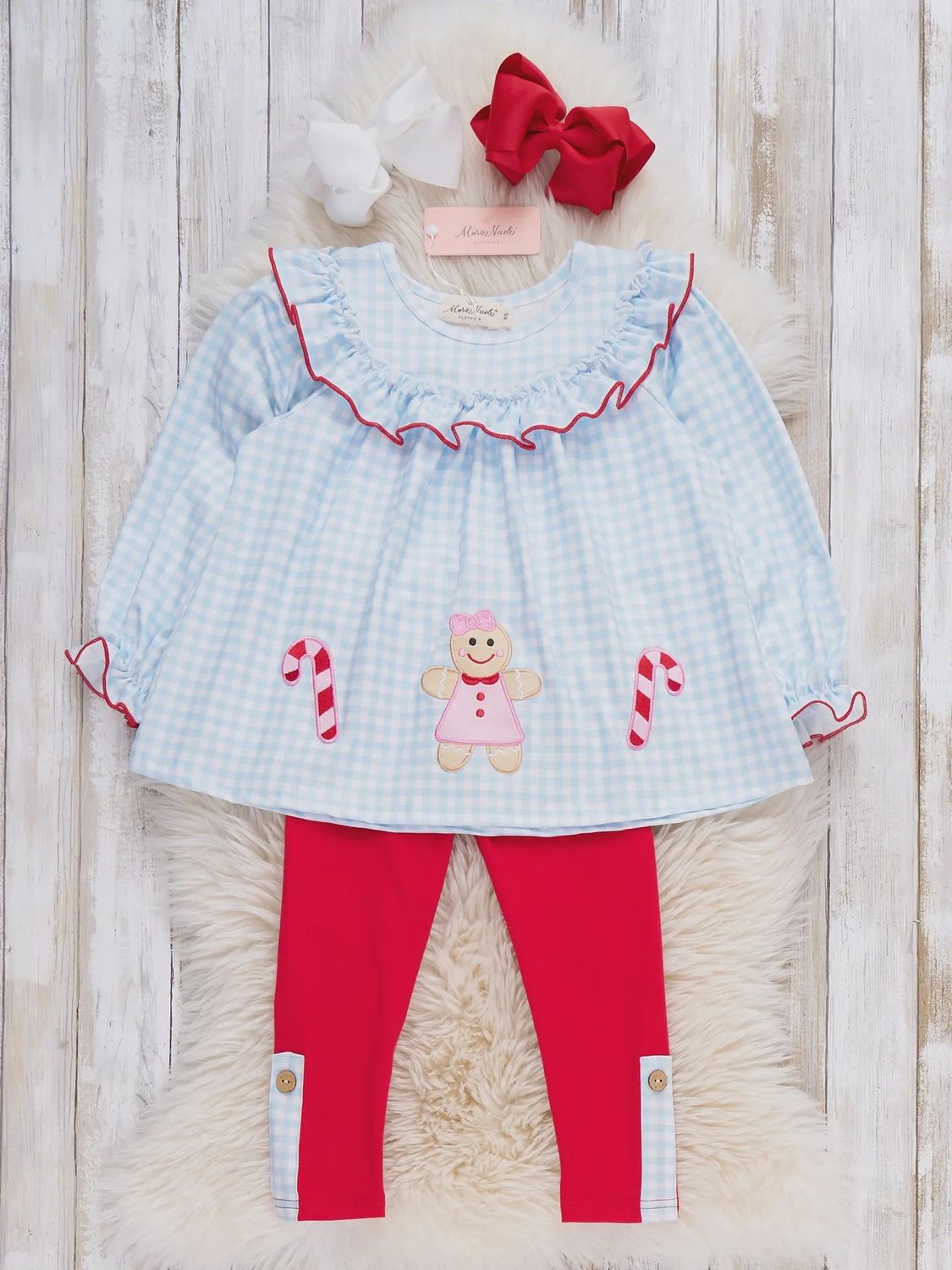 Holiday Treats Embroidered Plaid Outfit