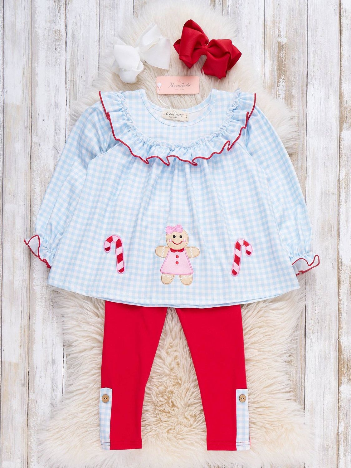 Holiday Treats Embroidered Plaid Outfit