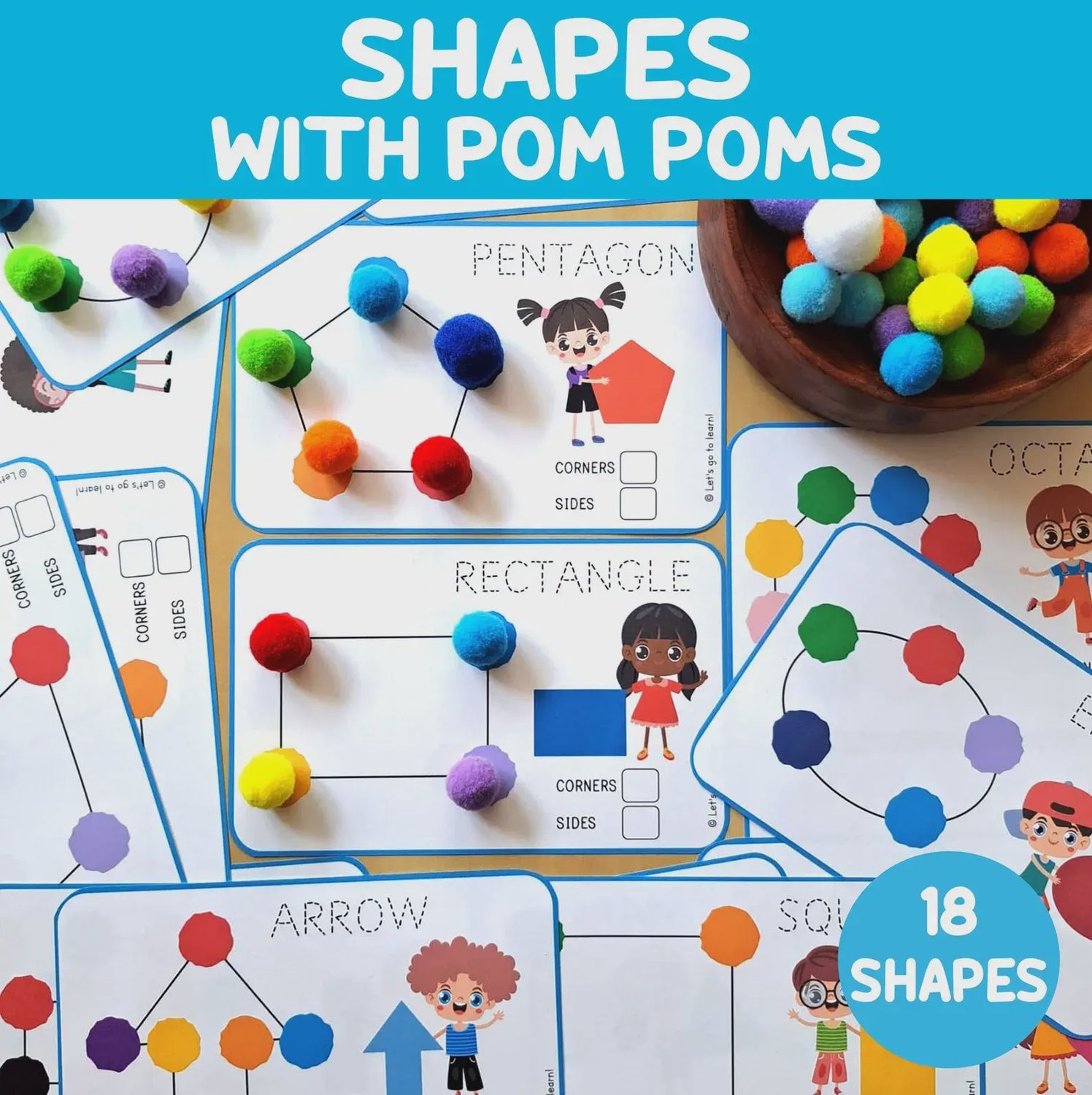 Shapes with Pom Poms, homeschool activity
