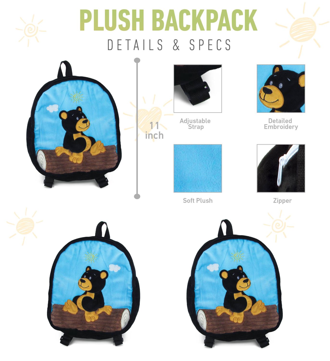 11' Backpack - Black Bear