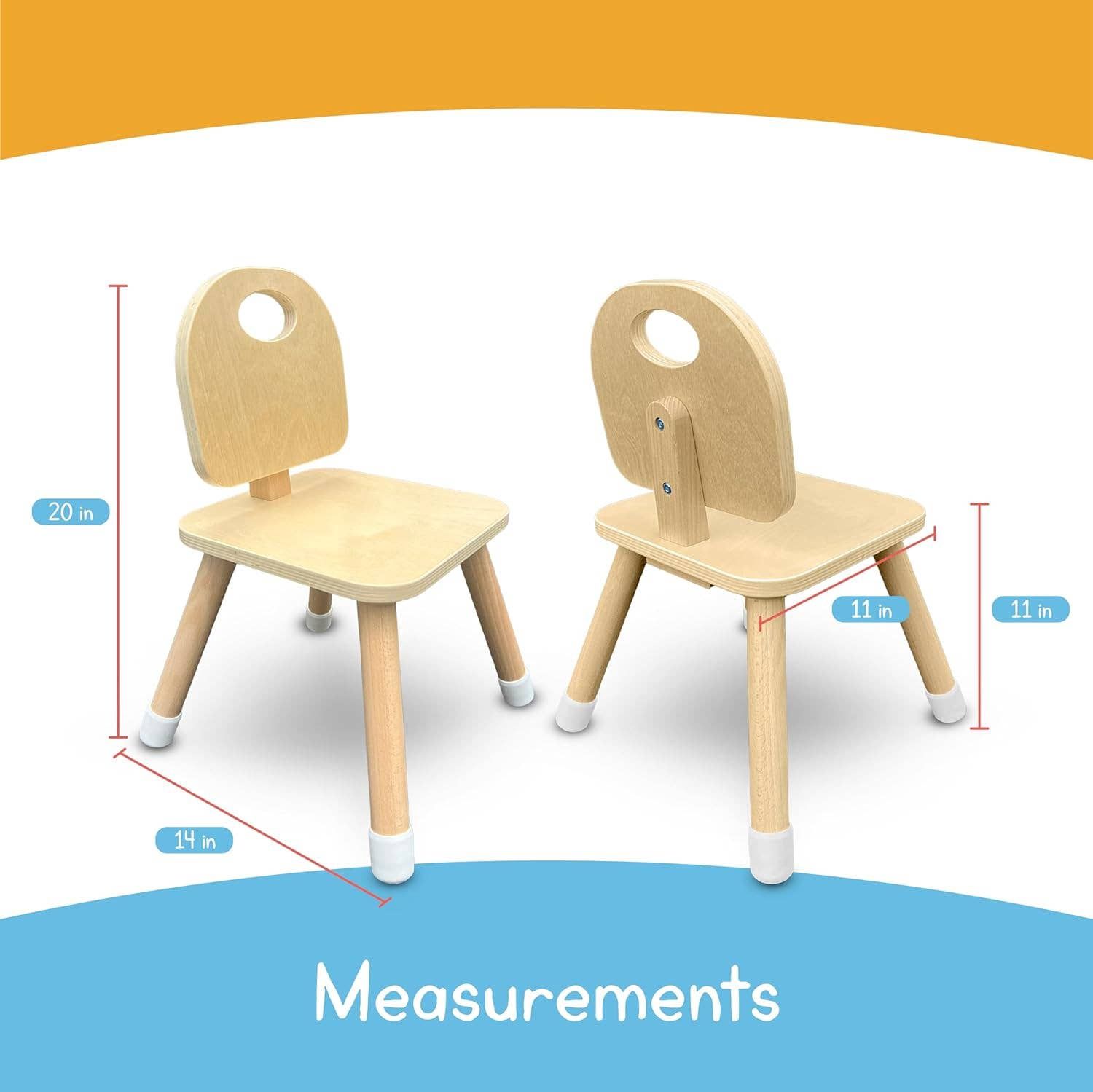 Wooden Kids Chairs Set of 2 for Toddlers, Preschool &amp; Classroom | 7 Days of Play