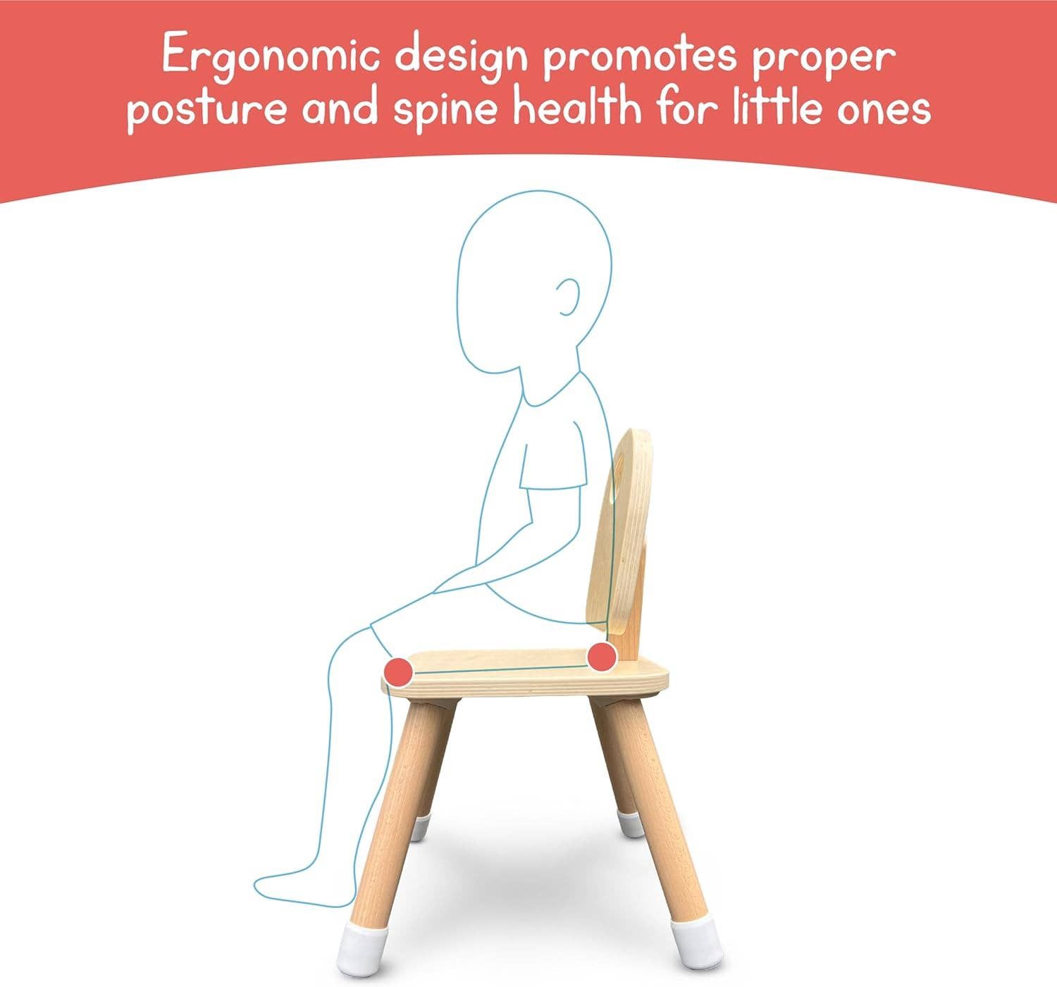 Wooden Kids Chairs Set of 2 for Toddlers, Preschool &amp; Classroom | 7 Days of Play