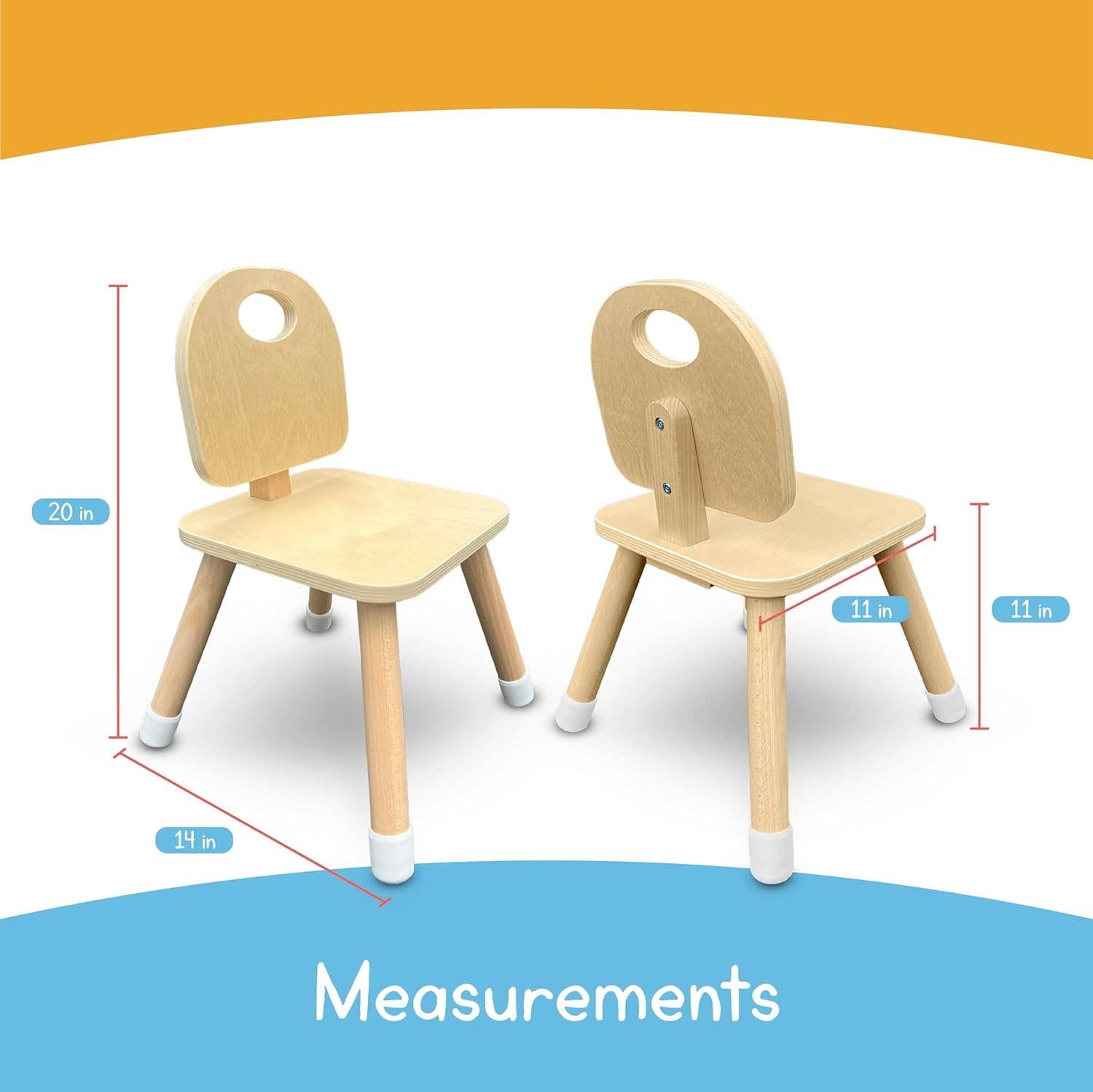 Wooden Kids Chairs Set of 2 for Toddlers, Preschool &amp; Classroom | 7 Days of Play
