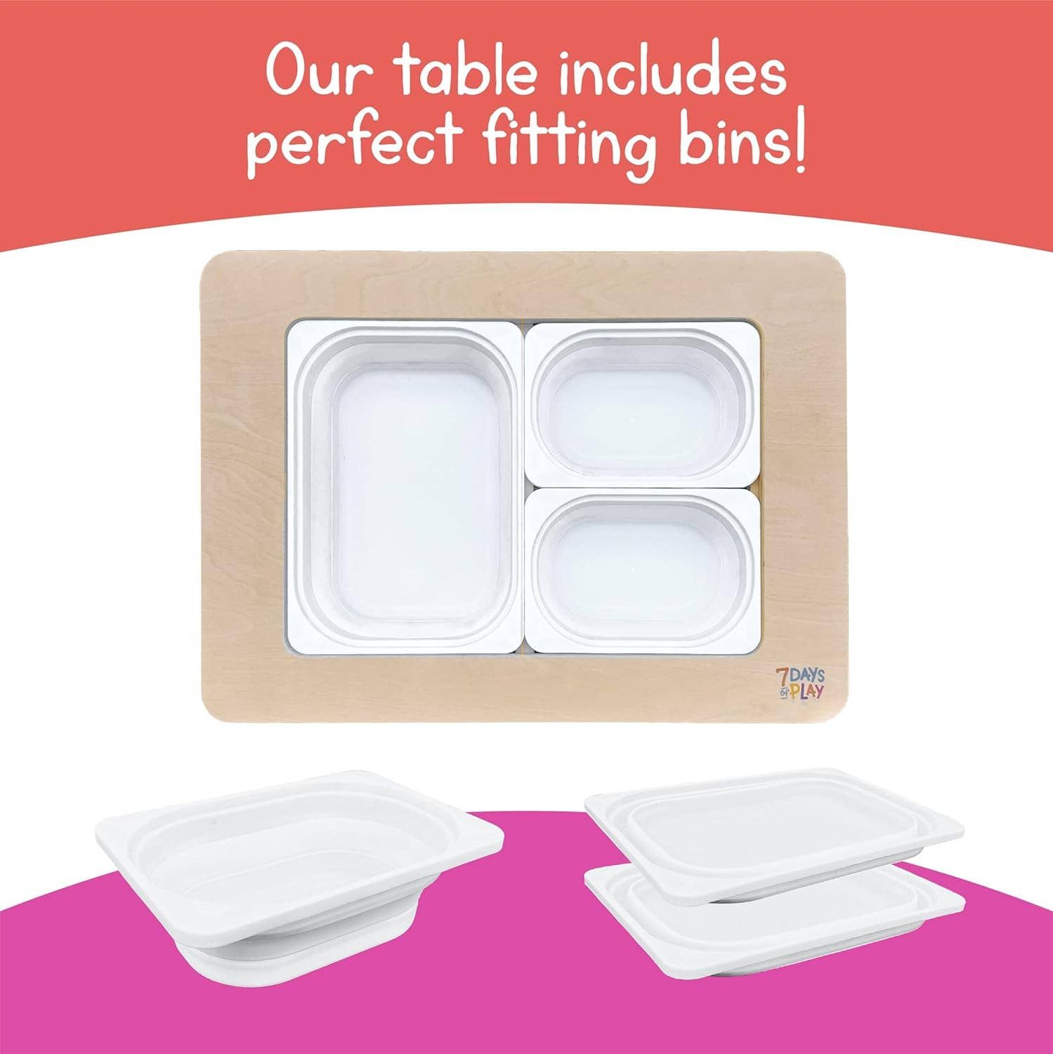 Foldable Sensory Play Table for Kids with Bins and Lids