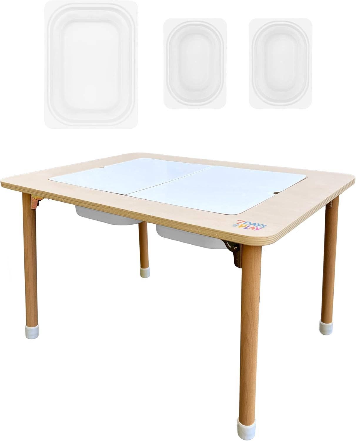 Foldable Sensory Play Table for Kids with Bins and Lids