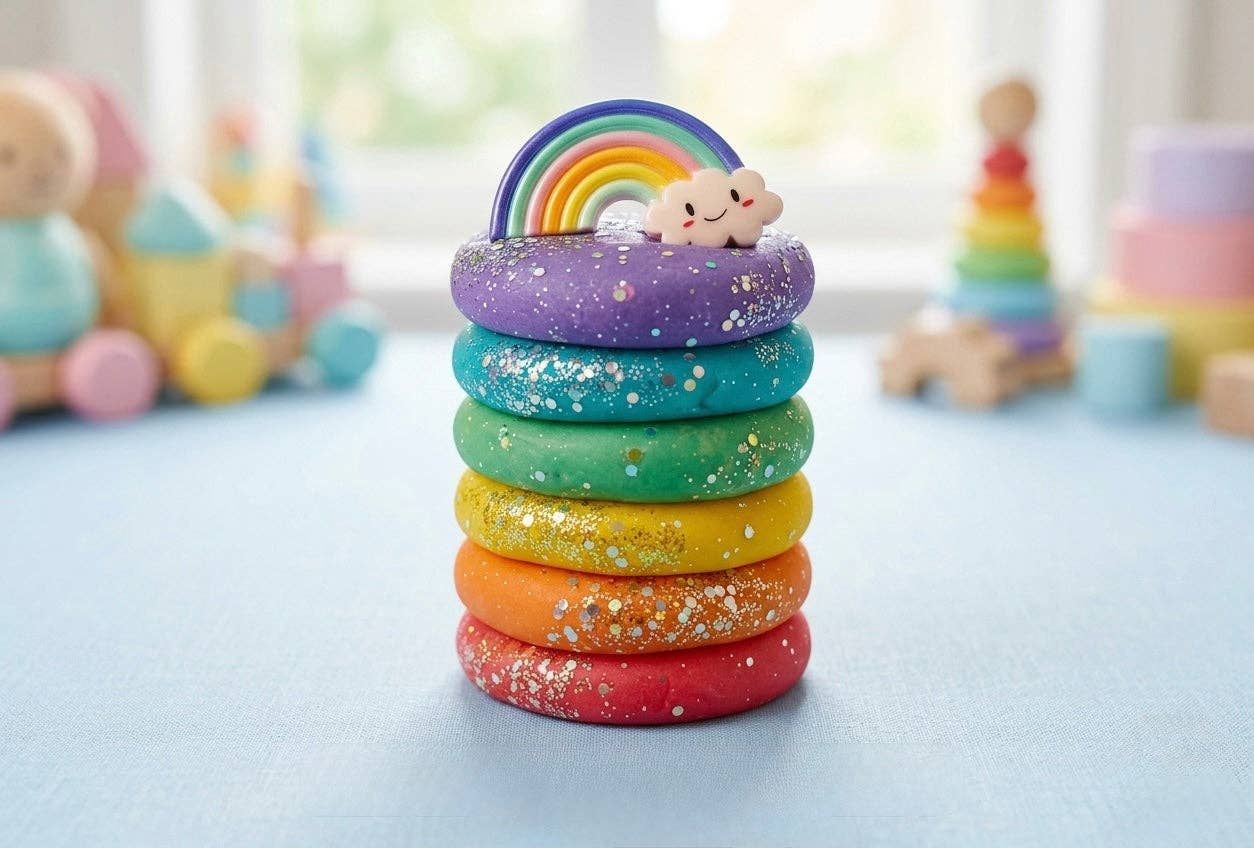 " Rainbow"  Dough Jar