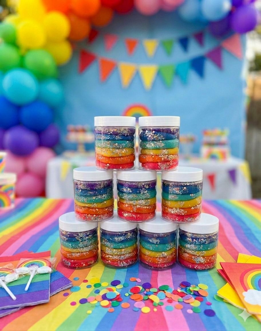 " Rainbow"  Dough Jar