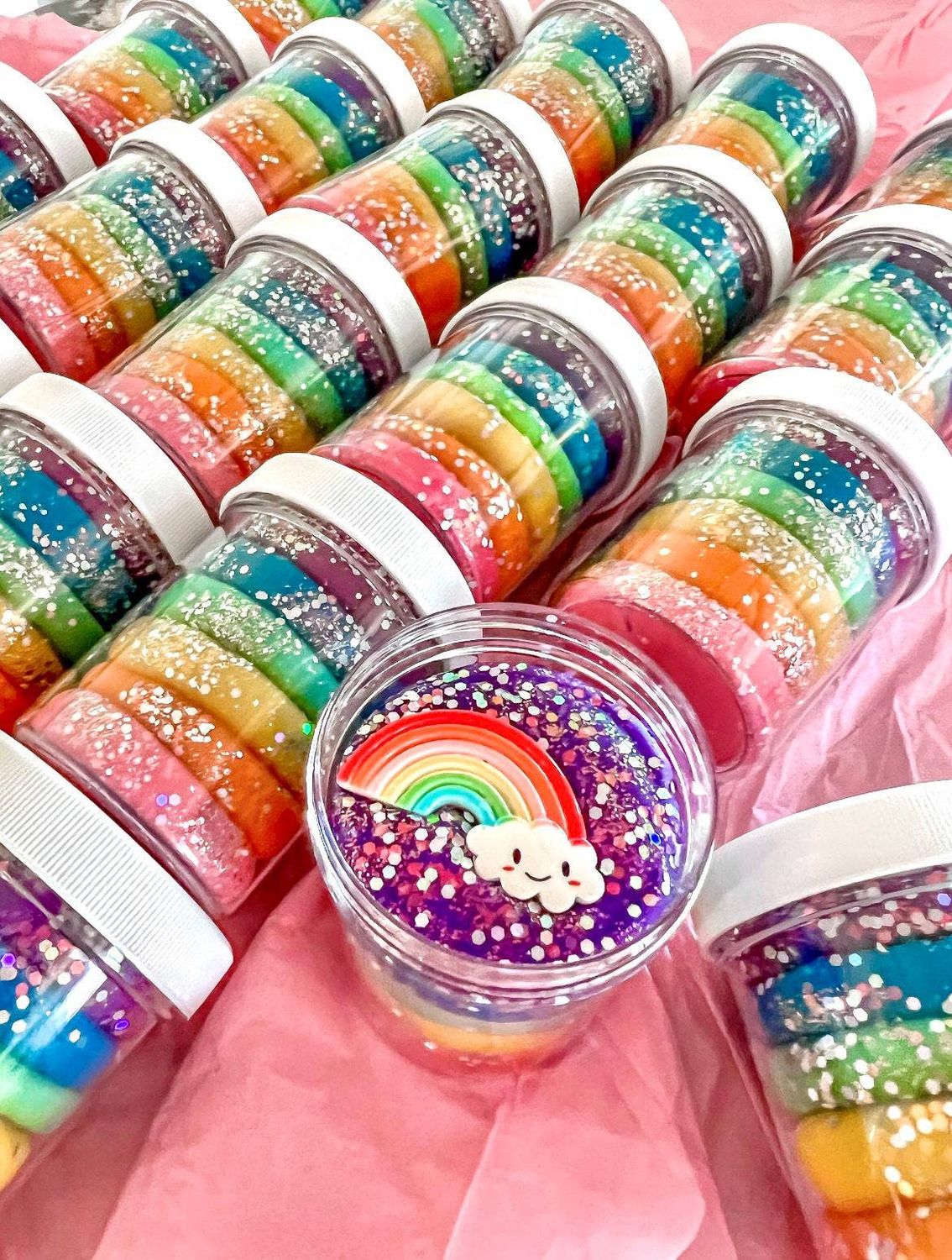 " Rainbow"  Dough Jar
