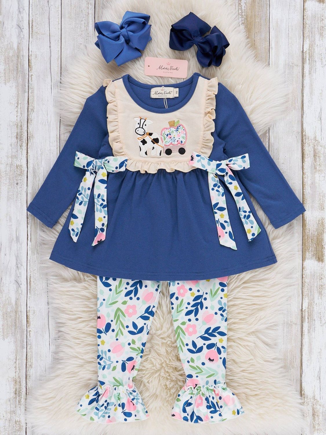 Farm Friends Pumpkin Ride Embroidered Ruffle Outfit