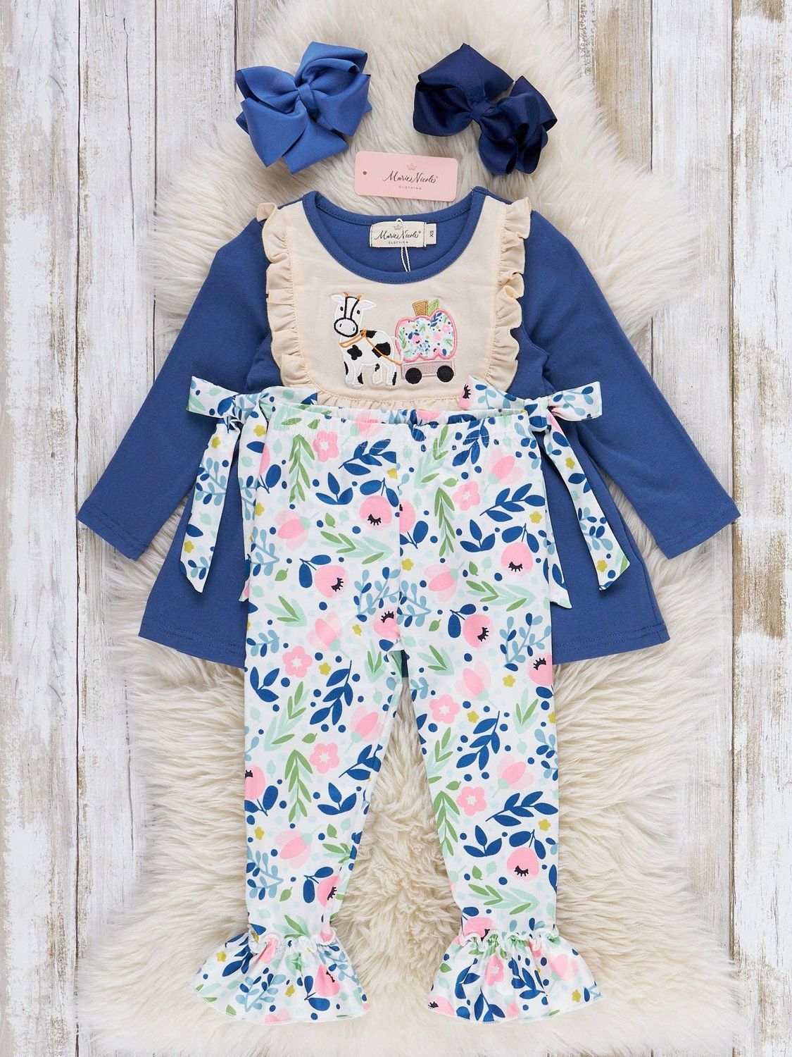 Farm Friends Pumpkin Ride Embroidered Ruffle Outfit
