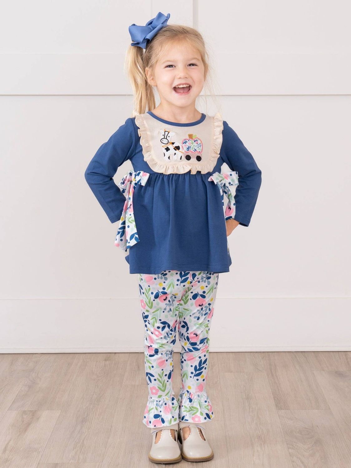 Farm Friends Pumpkin Ride Embroidered Ruffle Outfit