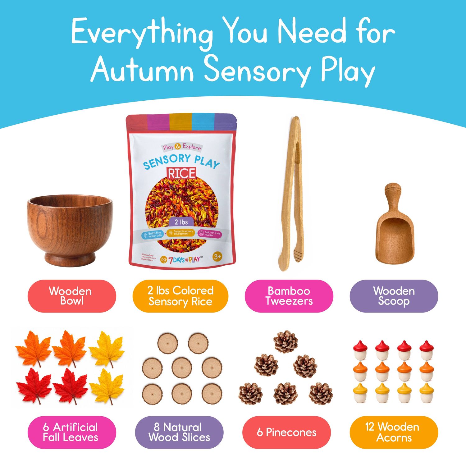 Autumn Sensory Play Kit for Kids - Fall Sensory Bin Filler Sale Was 34.99