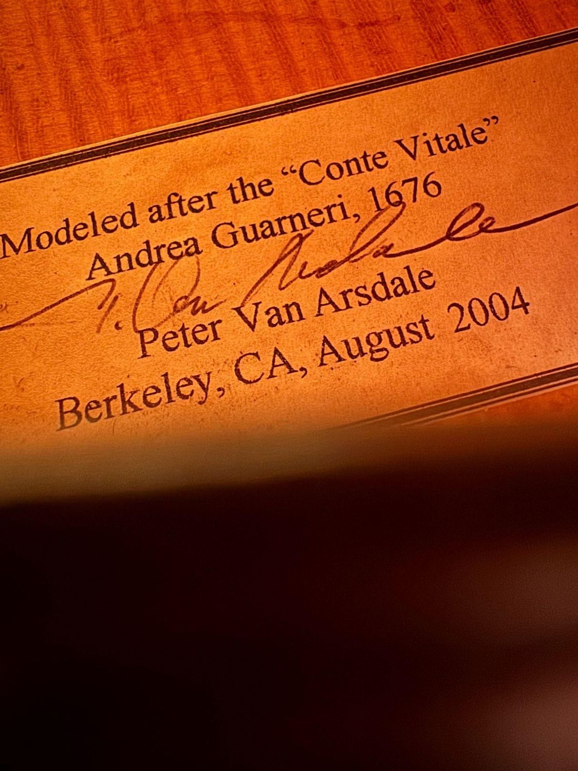 Peter Van Arsdale Handmade 16” Viola – Conte Vitale Model – Berkeley, California – 2005 Peter Van Arsdale Handmade 16” Viola – Conte Vitale Model – Berkeley, California – 2005