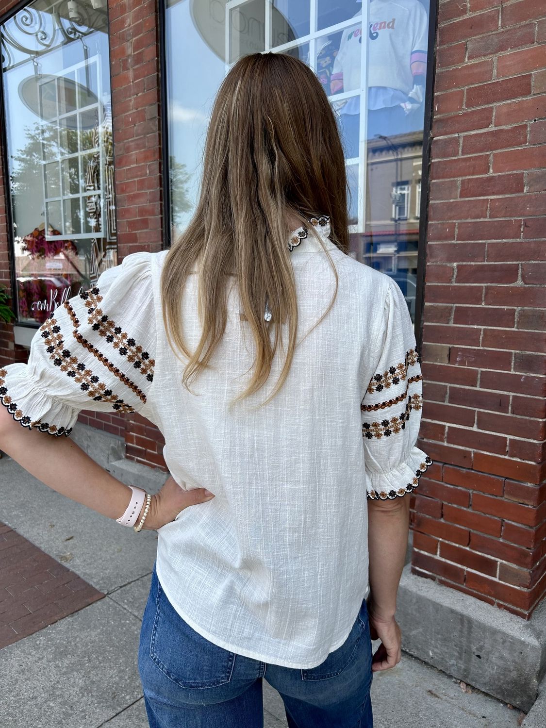 Ivy Jane Ivory Embroidered Gauze Top