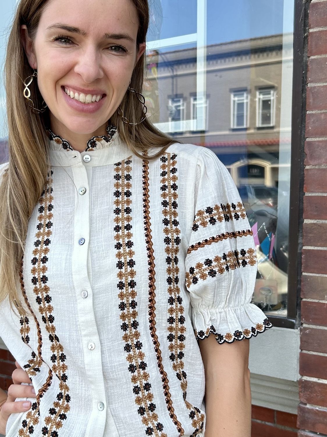 Ivy Jane Ivory Embroidered Gauze Top