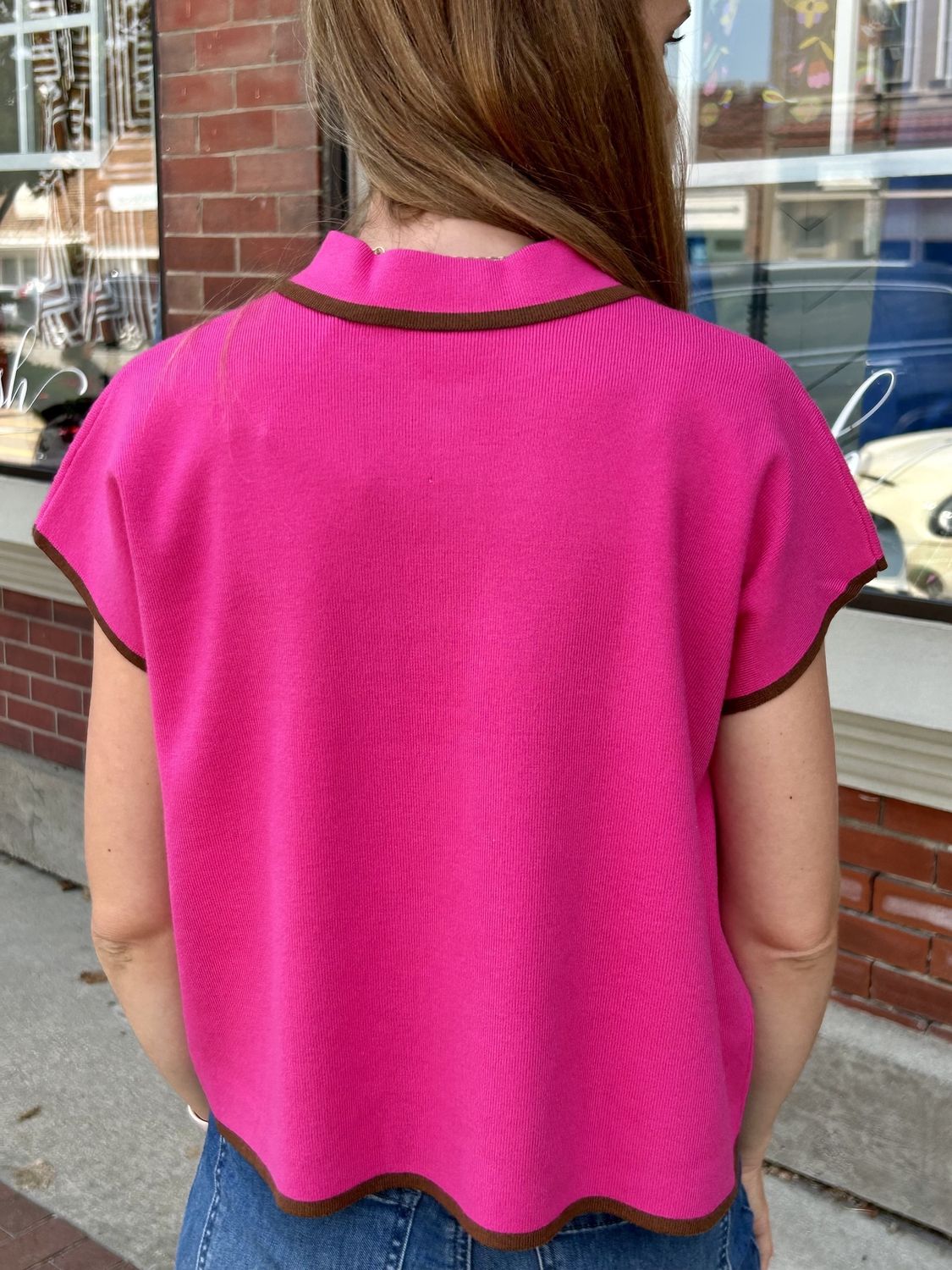 Ivy Jane Hot Pink Short Sleeve Sweater