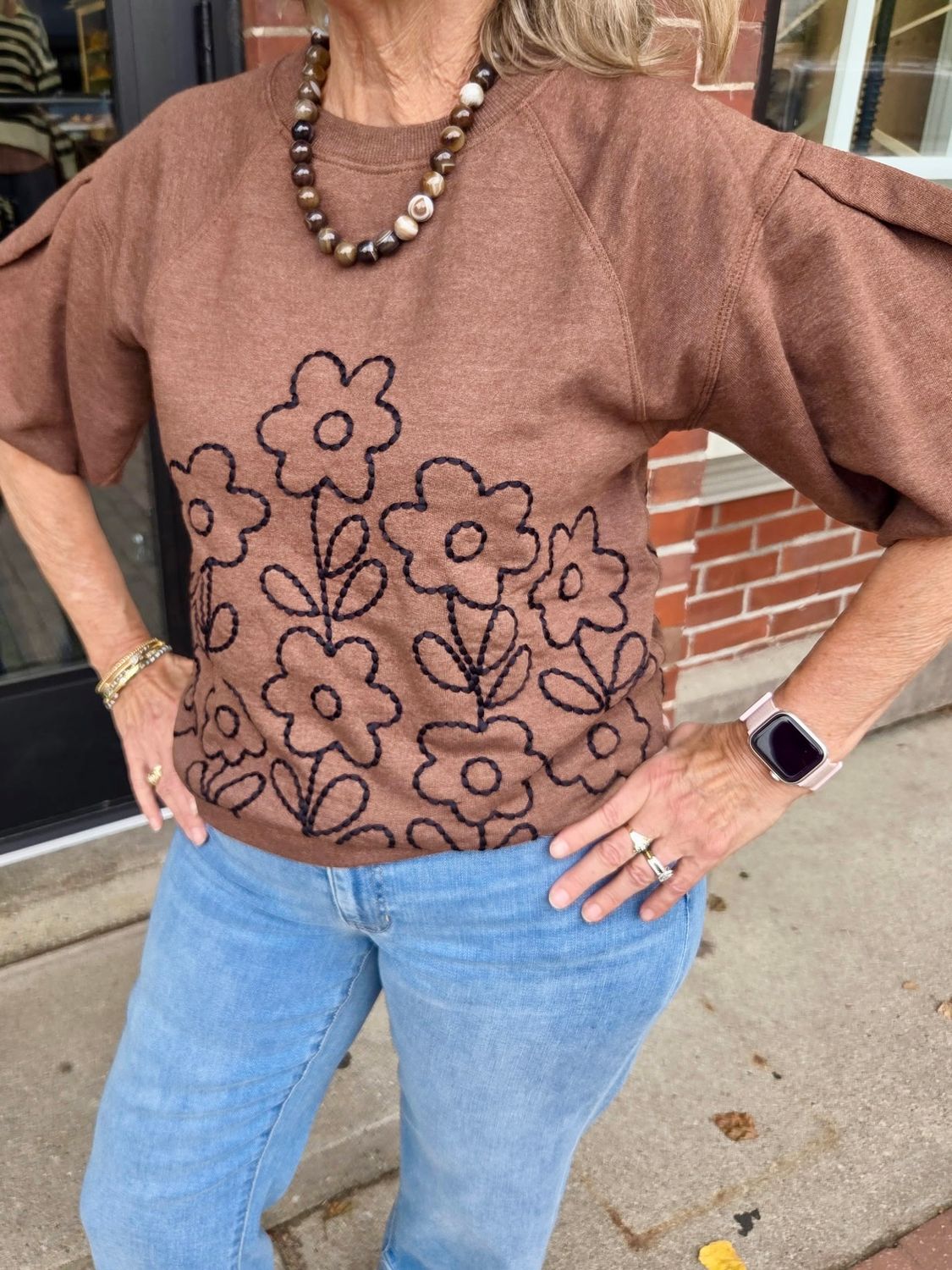 Ivy Jane Short Sleeve Chocolate Sweatshirt