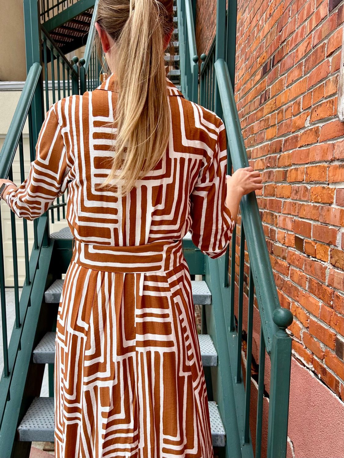 Uncle Frank Graphic Shirt Dress, Caramel