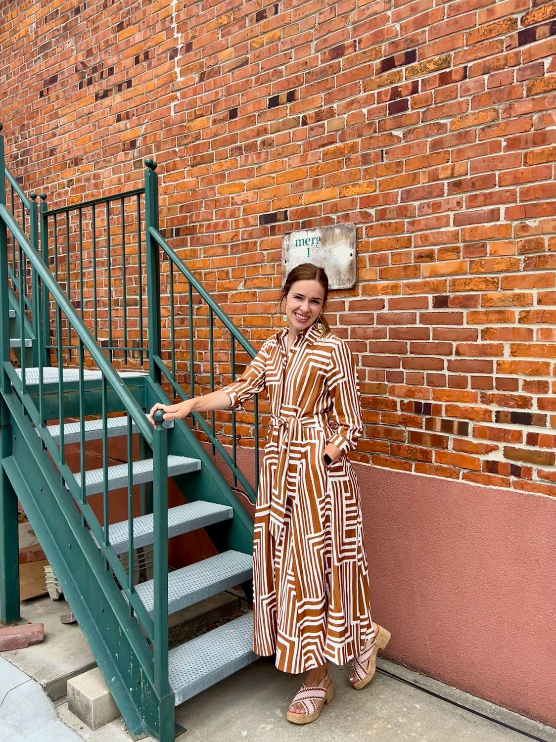 Uncle Frank Graphic Shirt Dress, Caramel