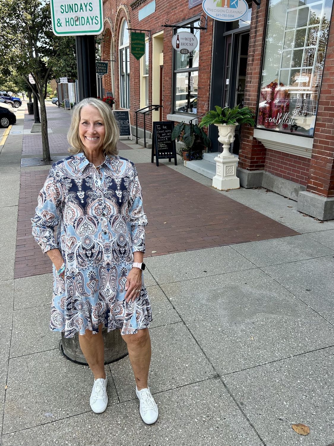 Uncle Frank Paisley Flounce Shirt Dress in Navy