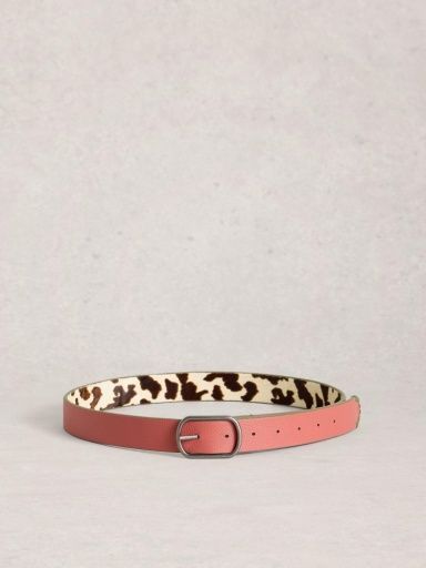 White Stuff Reversible Leather Belt, Pink