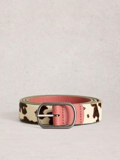 White Stuff Reversible Leather Belt, Pink