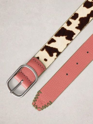 White Stuff Reversible Leather Belt, Pink