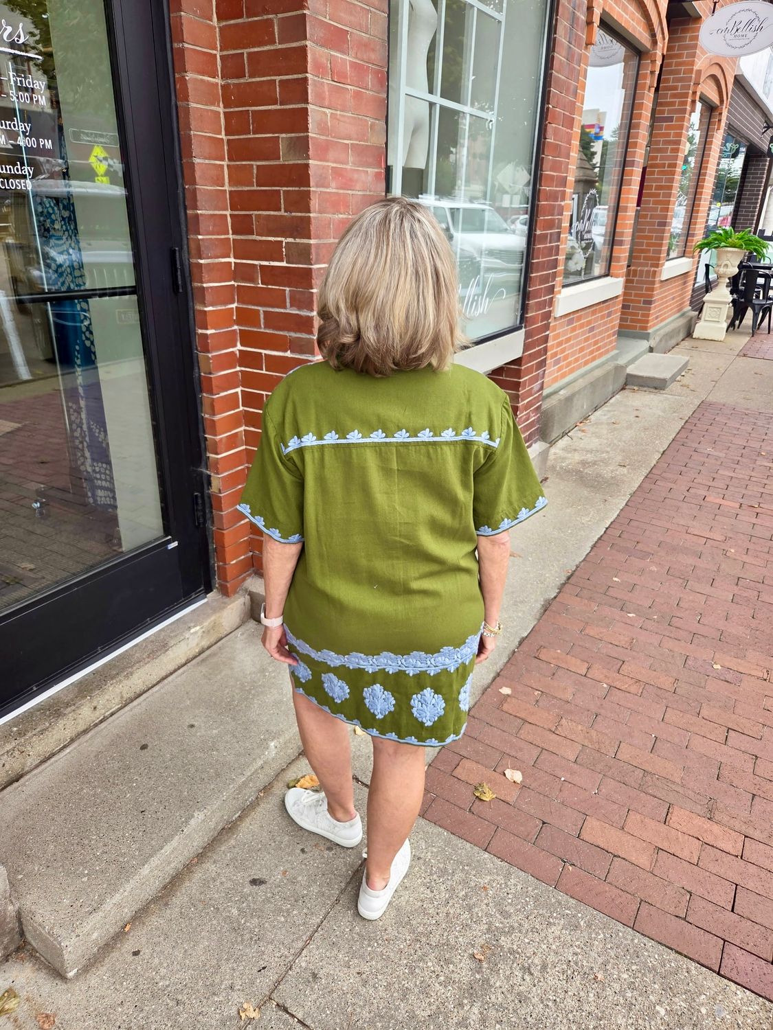 Uncle Frank Embroidered Shirt Dress in Green