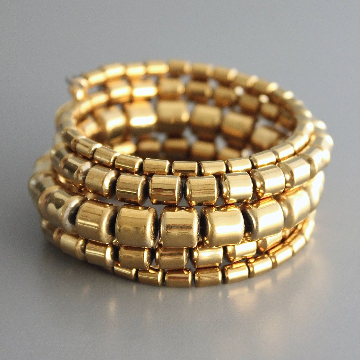 David Aubrey Hematite Wrap Bracelet, Gold