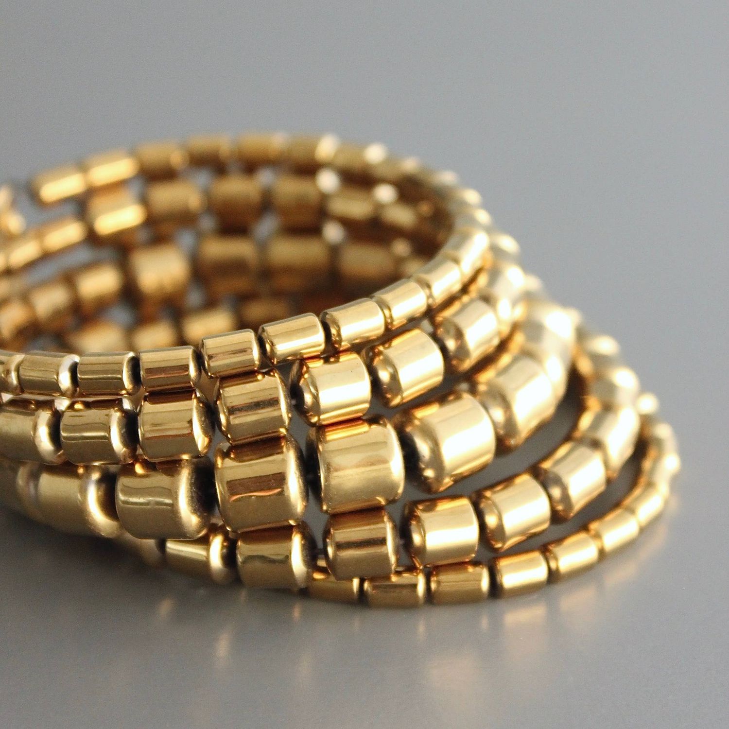 David Aubrey Hematite Wrap Bracelet, Gold