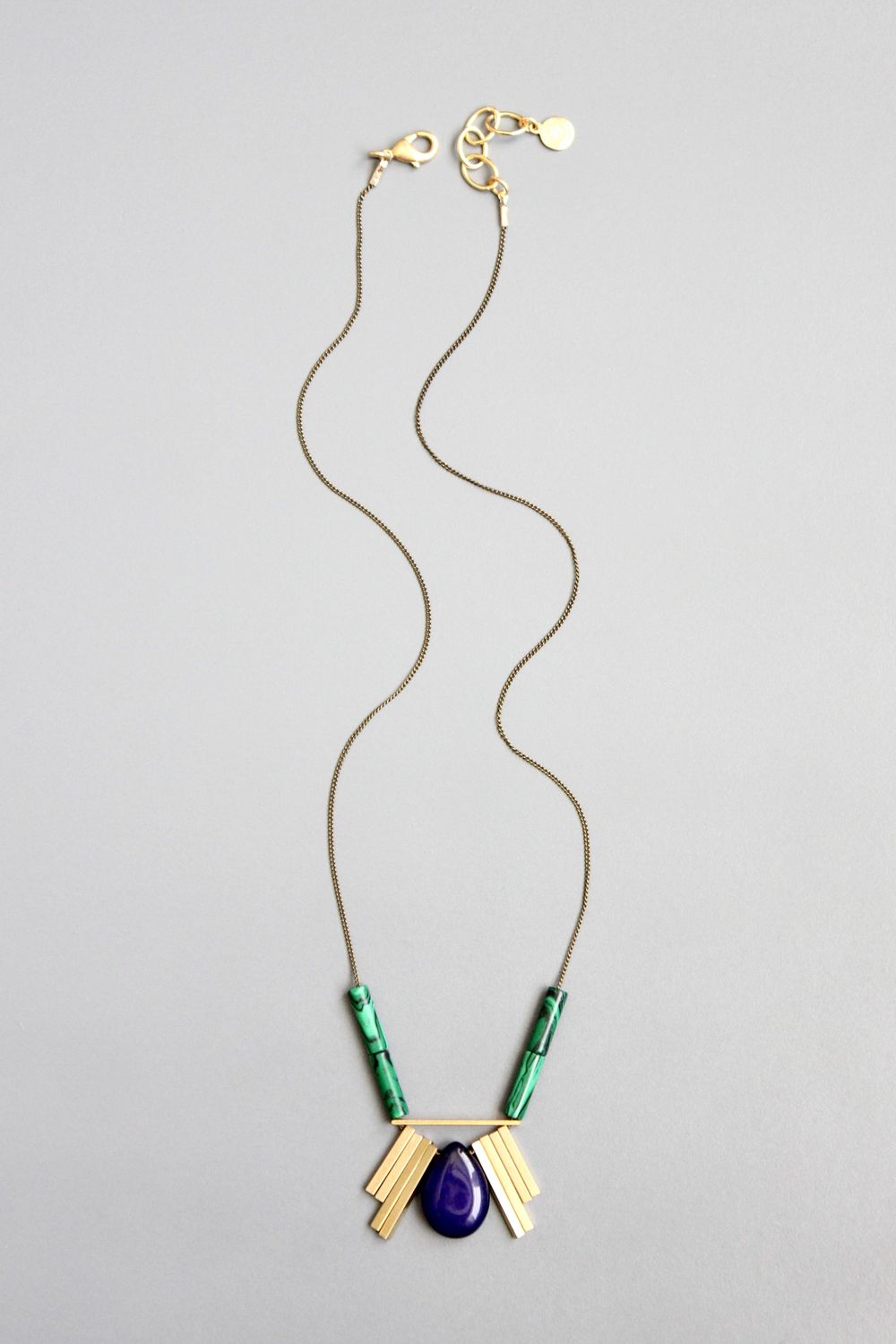 David Aubrey Malachite &amp; Navy Pendant Necklace