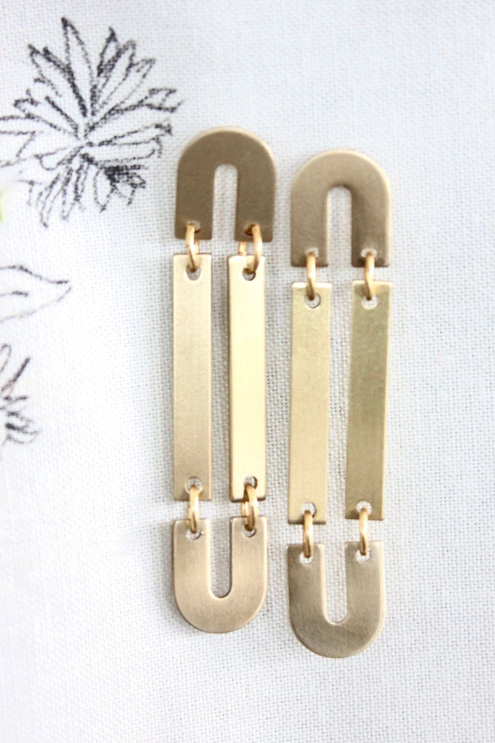 David Aubrey Artdeco Brass Earrings