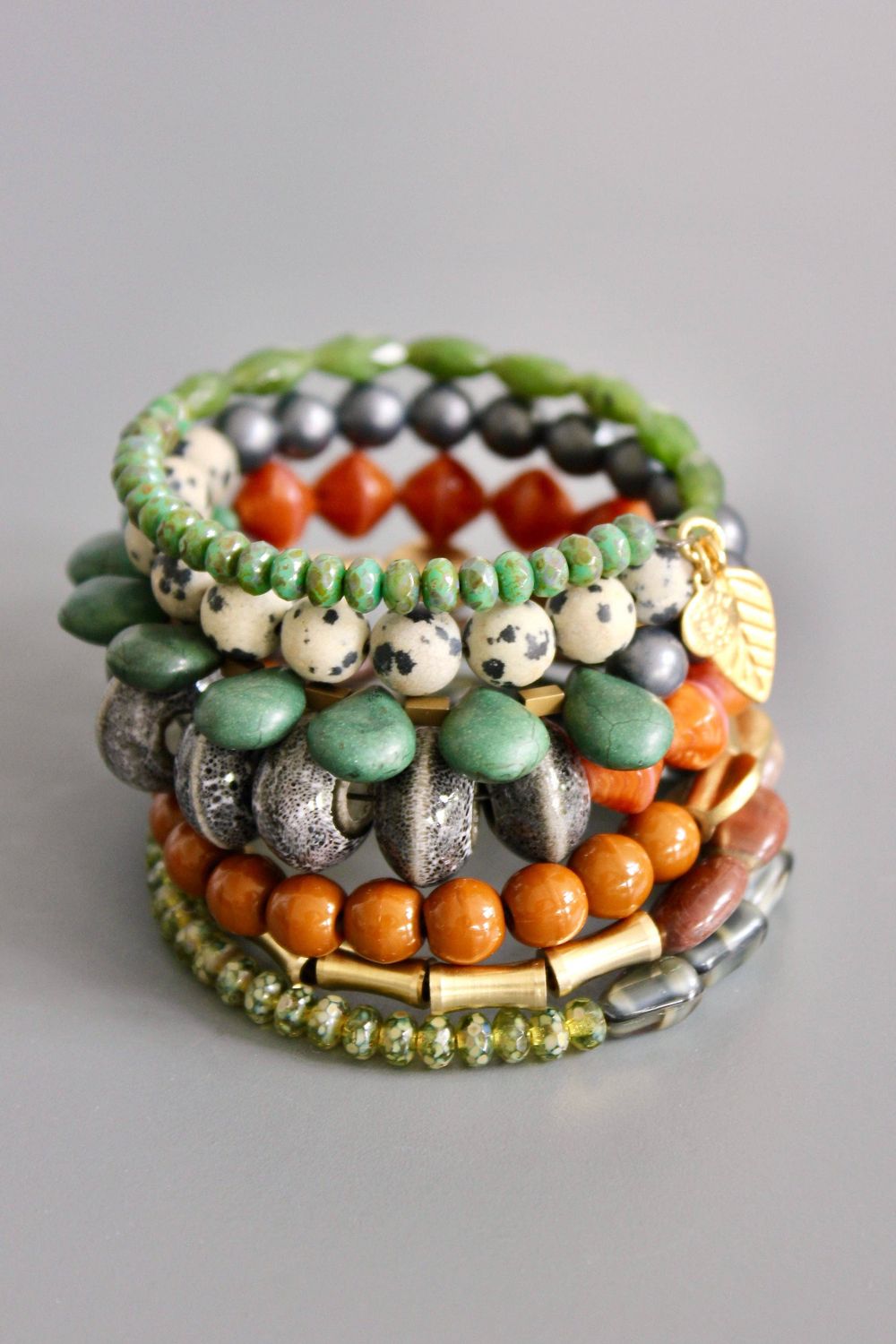 David Aubrey Green/Jasper/Caramel/Gray Bracelet