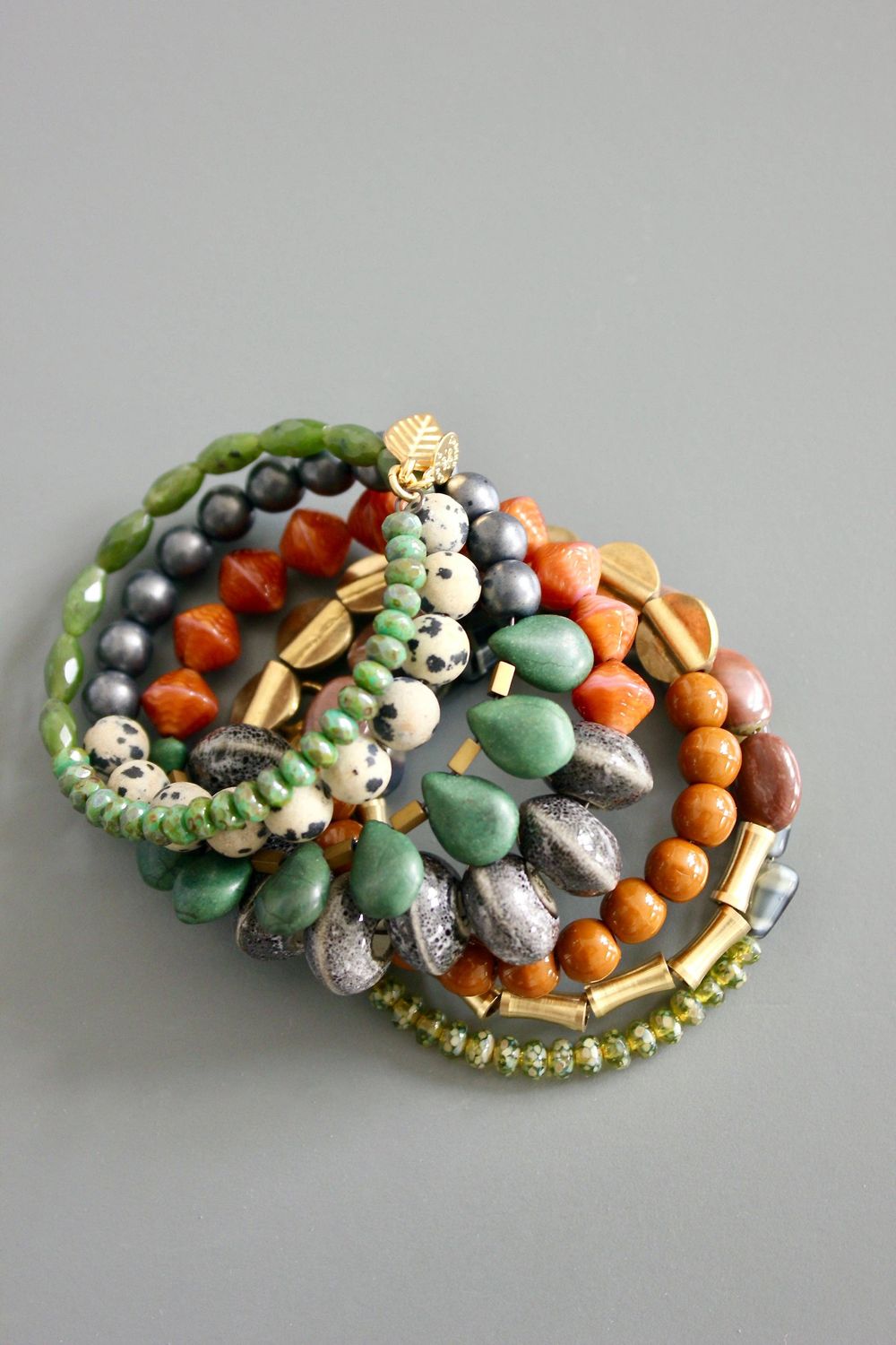 David Aubrey Green/Jasper/Caramel/Gray Bracelet