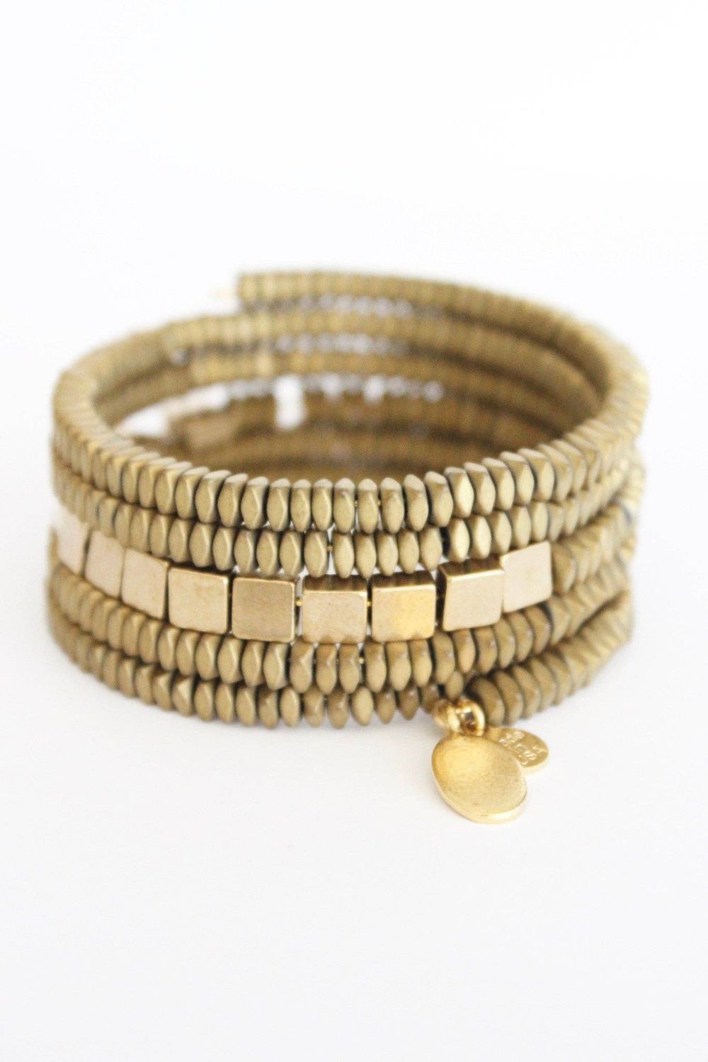 David Aubrey Hematite/Brass Wrap Bracelet