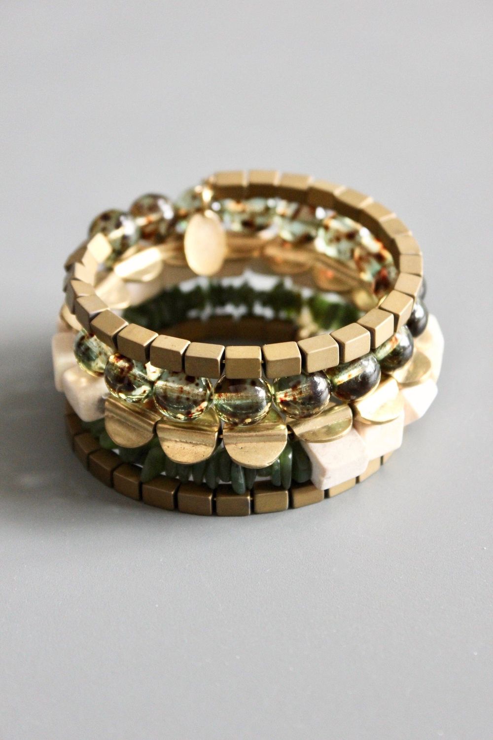 David Aubrey Jade/Brass Wrap Bracelet