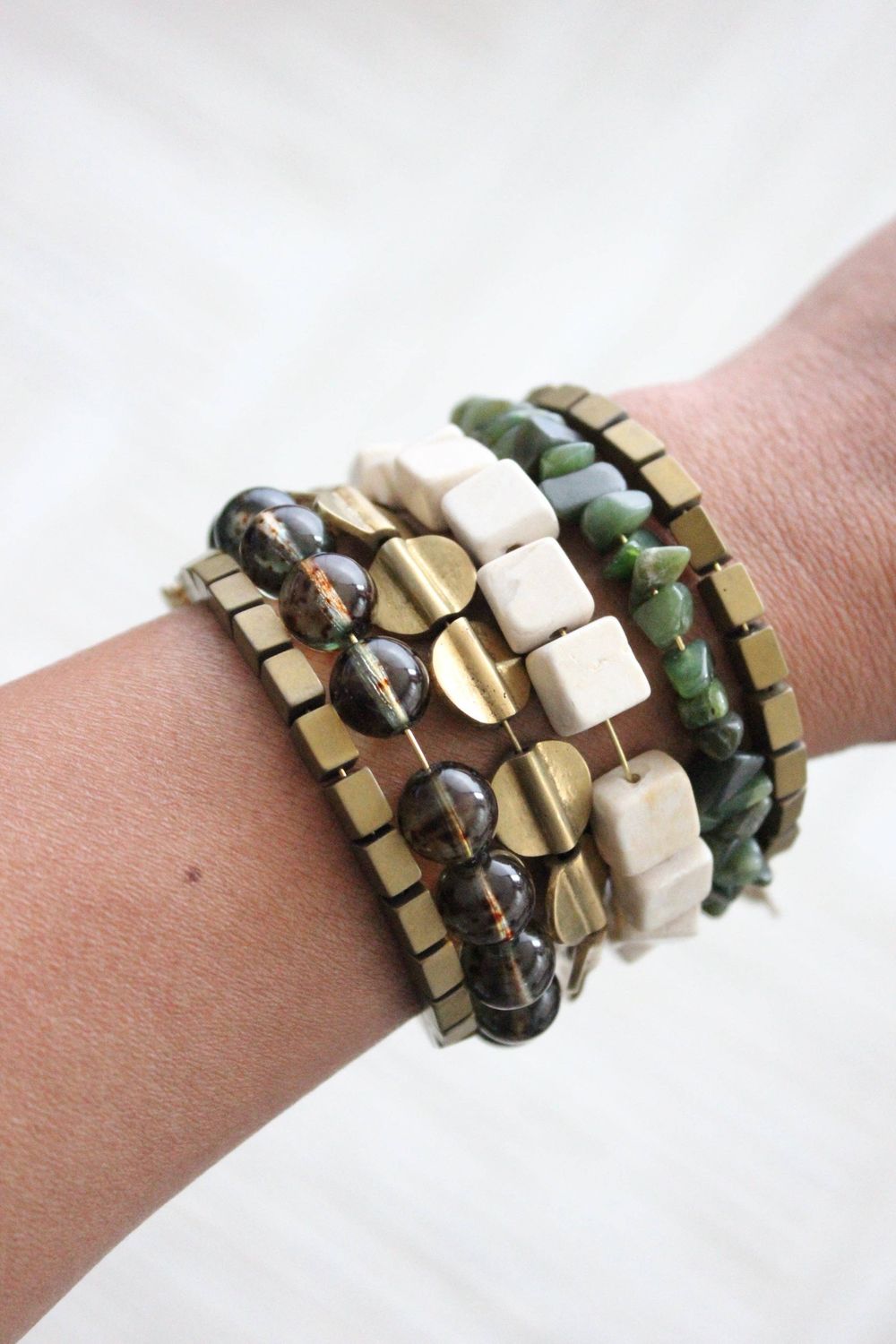 David Aubrey Jade/Brass Wrap Bracelet