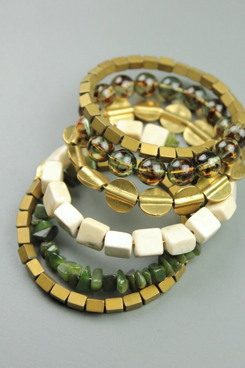 David Aubrey Jade/Brass Wrap Bracelet