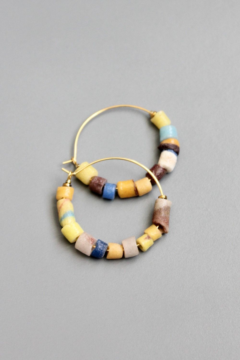 David Aubrey African Trade Beads Hoop Earring