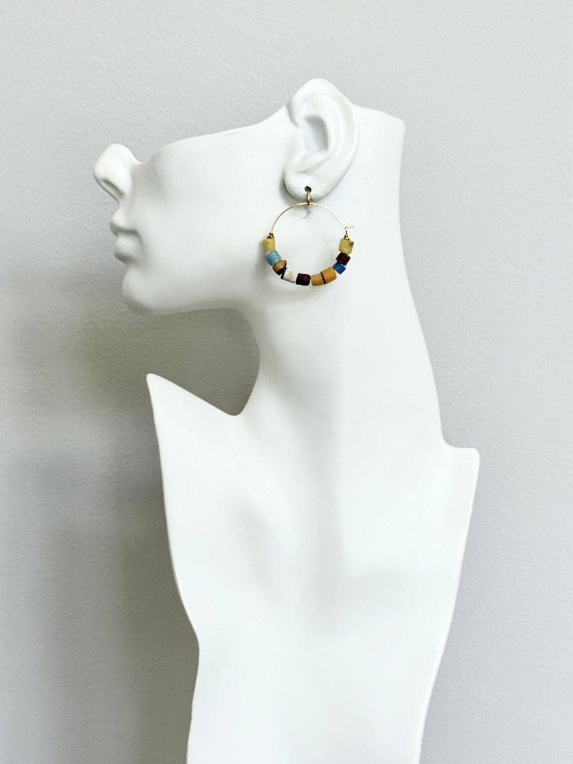 David Aubrey African Trade Beads Hoop Earring
