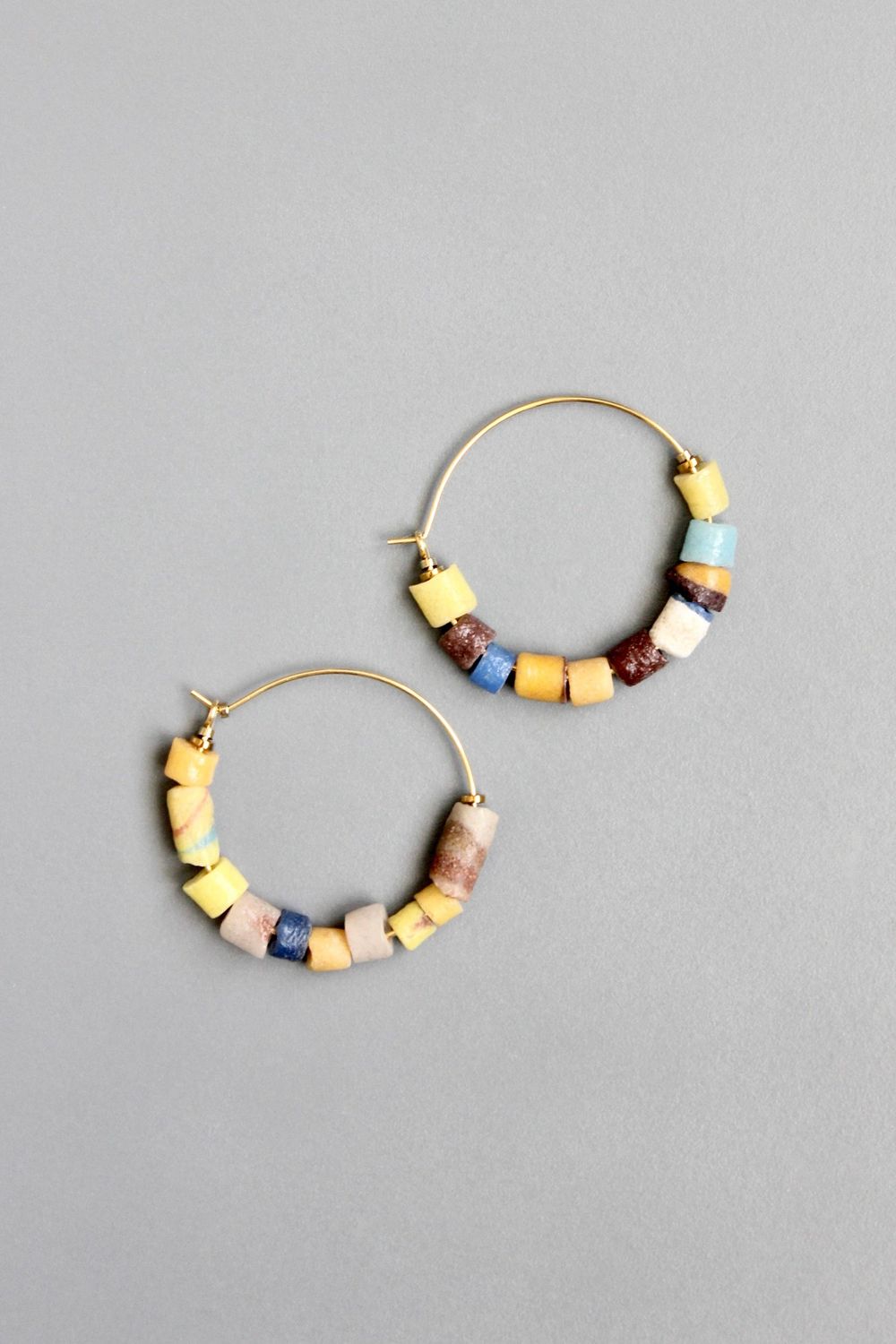 David Aubrey African Trade Beads Hoop Earring