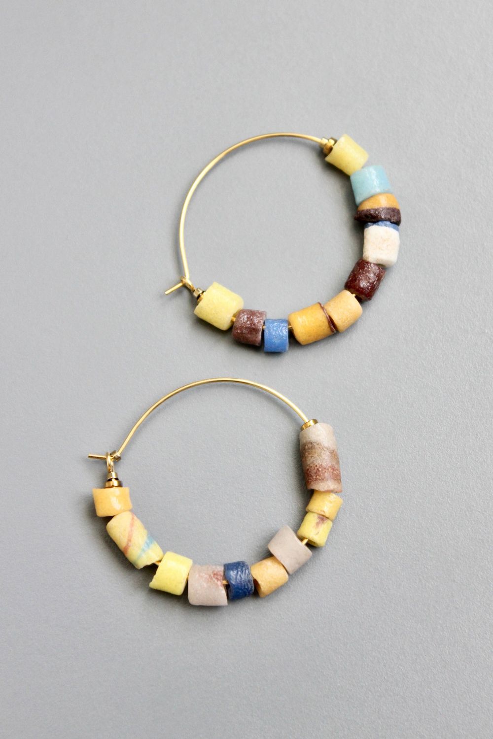 David Aubrey African Trade Beads Hoop Earring