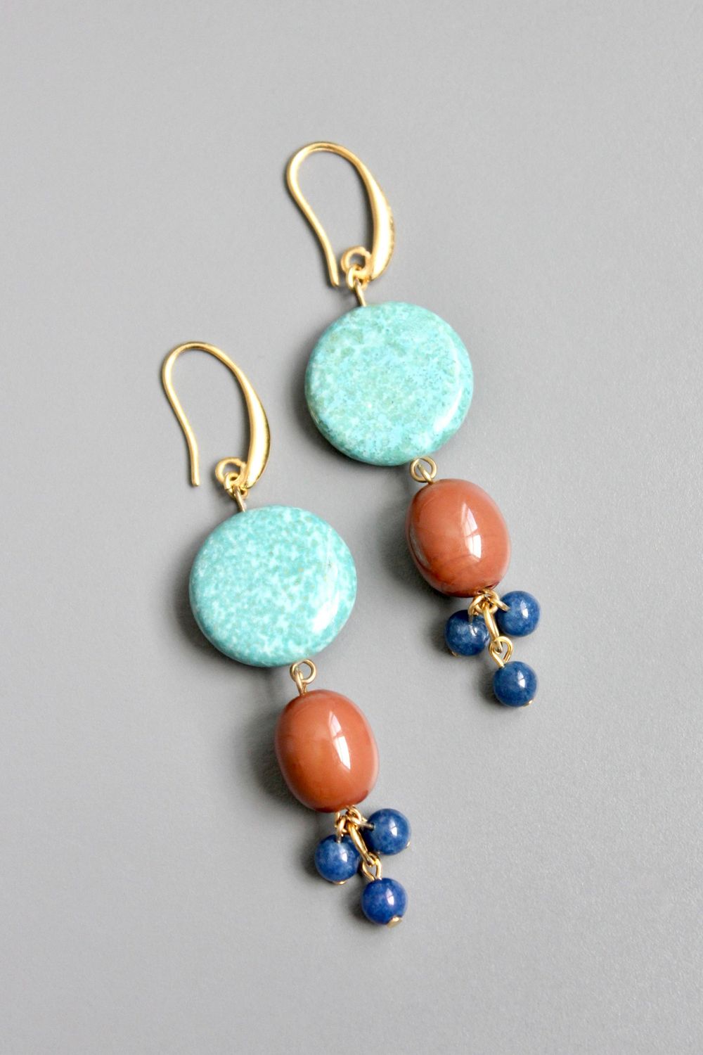 David Aubrey Turq/Caramel/Navy Cluster Earring