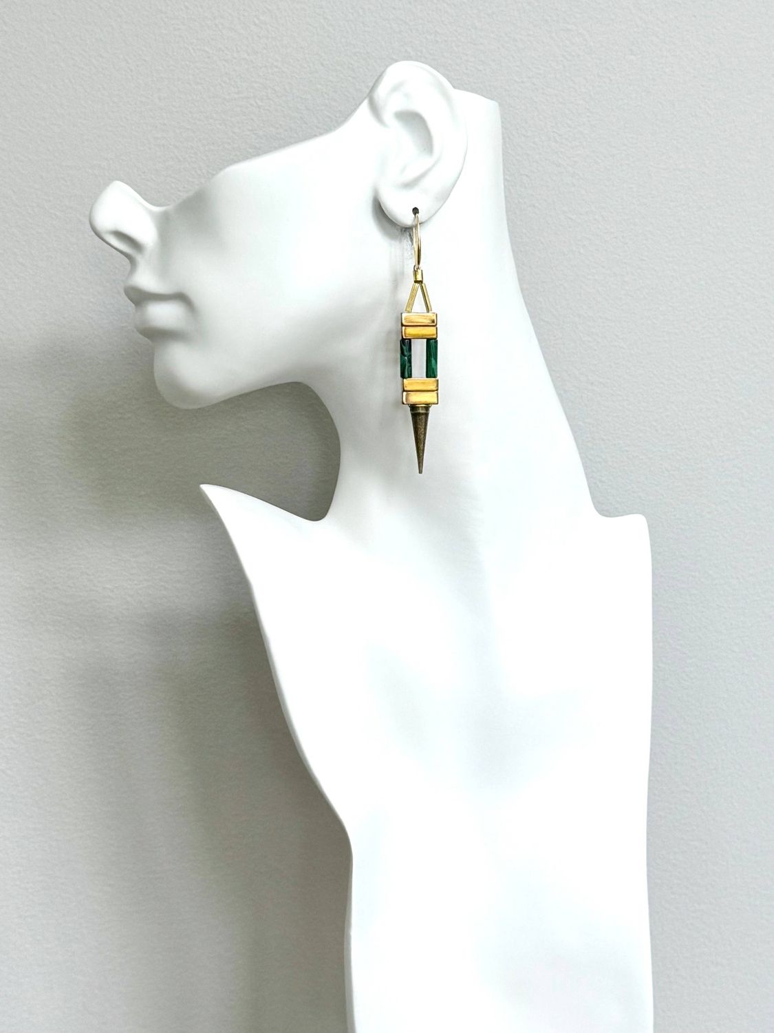 David Aubrey Copper/Malachite  Spike Earring