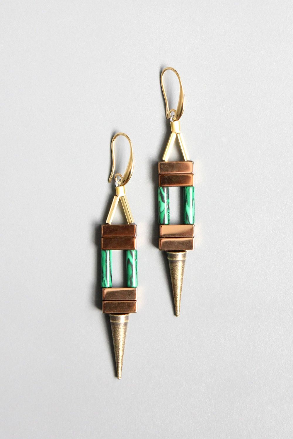 David Aubrey Copper/Malachite  Spike Earring