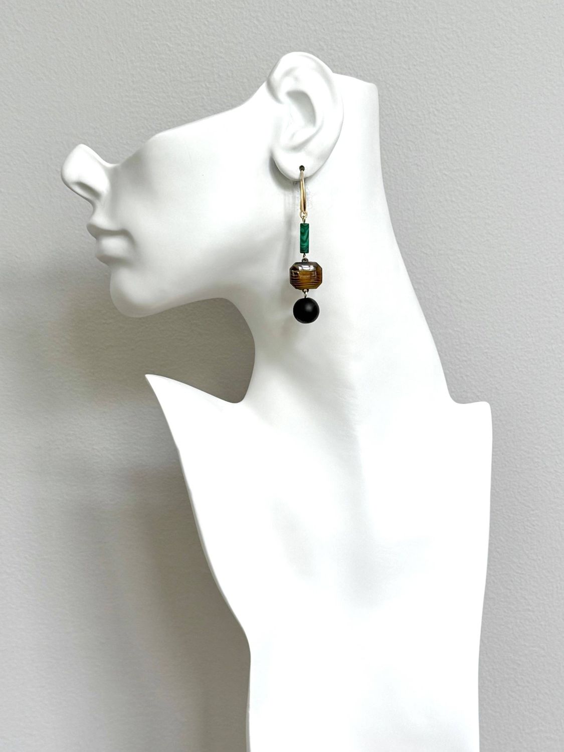 David Aubrey Malachite/Agate/Jet Earrings