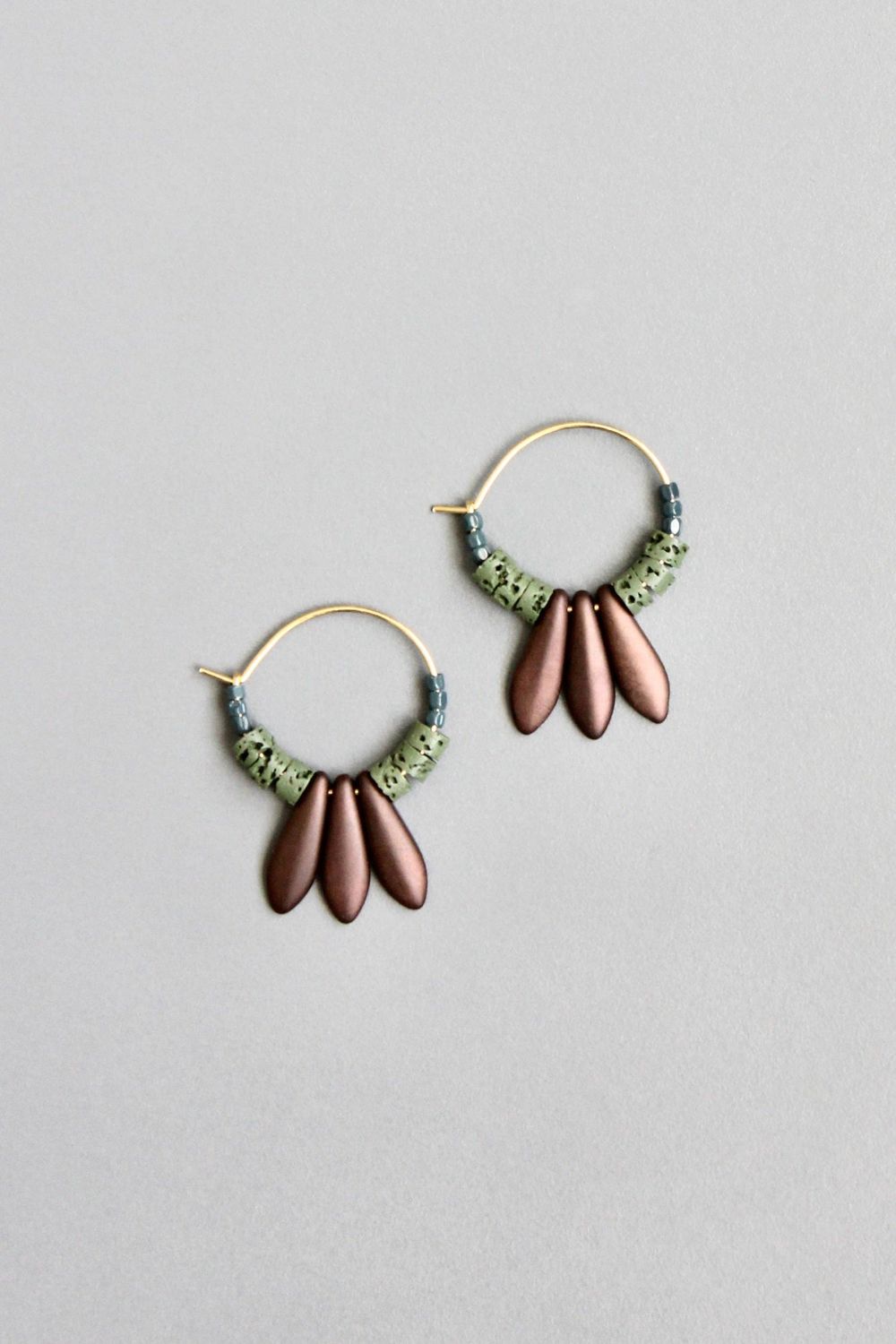 David Aubrey Mini Moss/Copper Hoop Earring